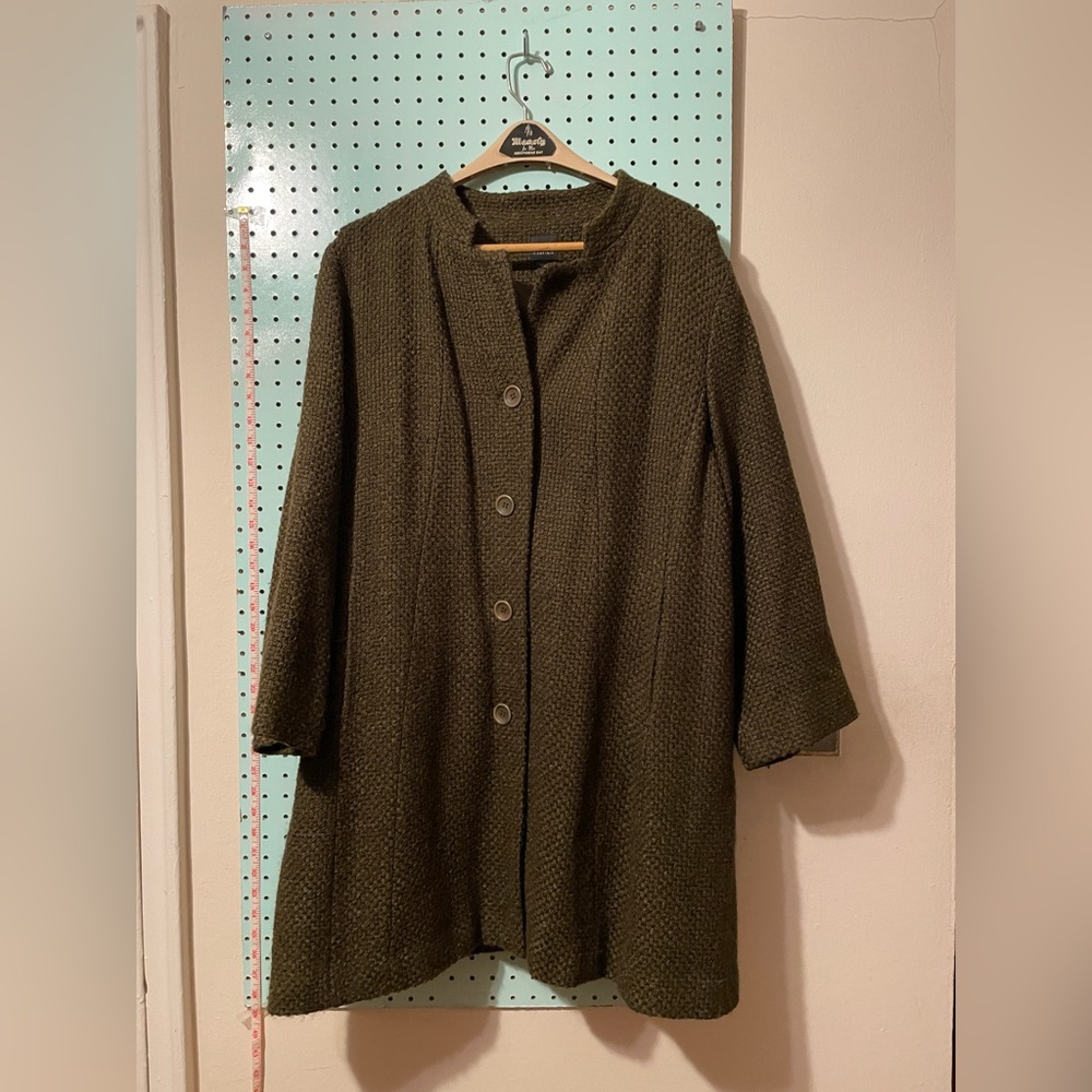 Dark Green Eileen Fisher Long Overcoat